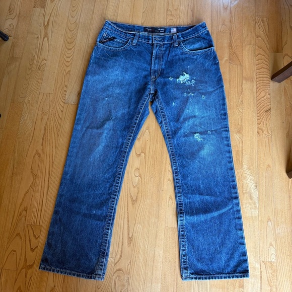 Ariat M4 Jeans Relaxed Boot Cut Mens 36x32 Blue Dark Wash Denim Pants 36 x 30 31 - Picture 1 of 11